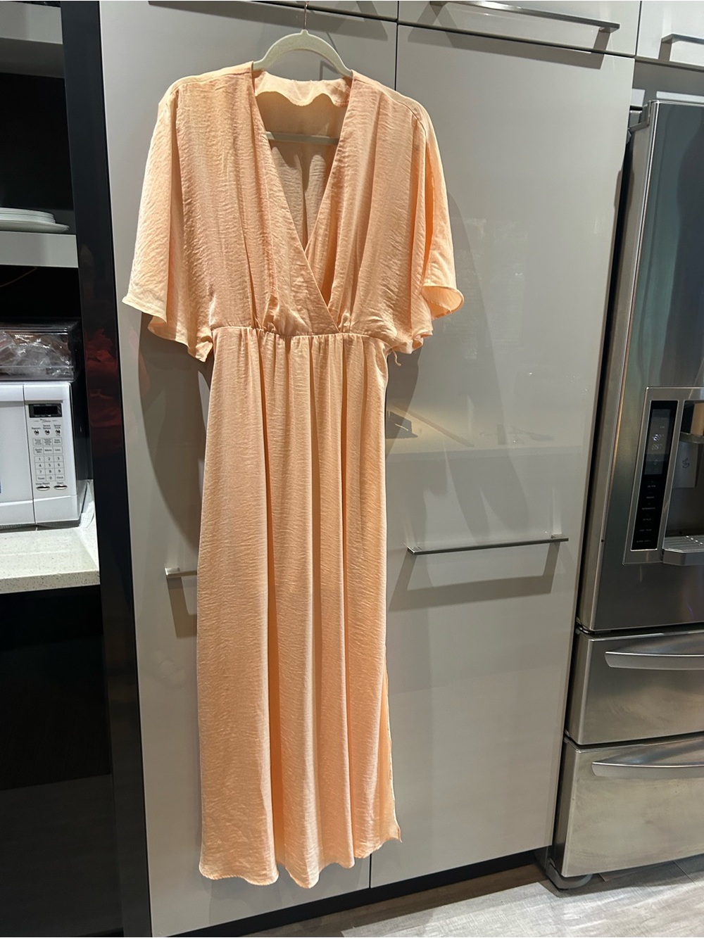 H&M Peach Maxi Dress with Flutter Sleeves